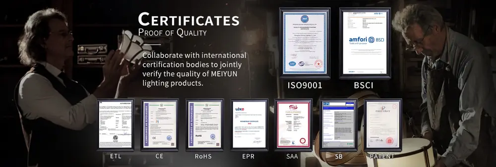 SinWay Lighting certificates and certification marks