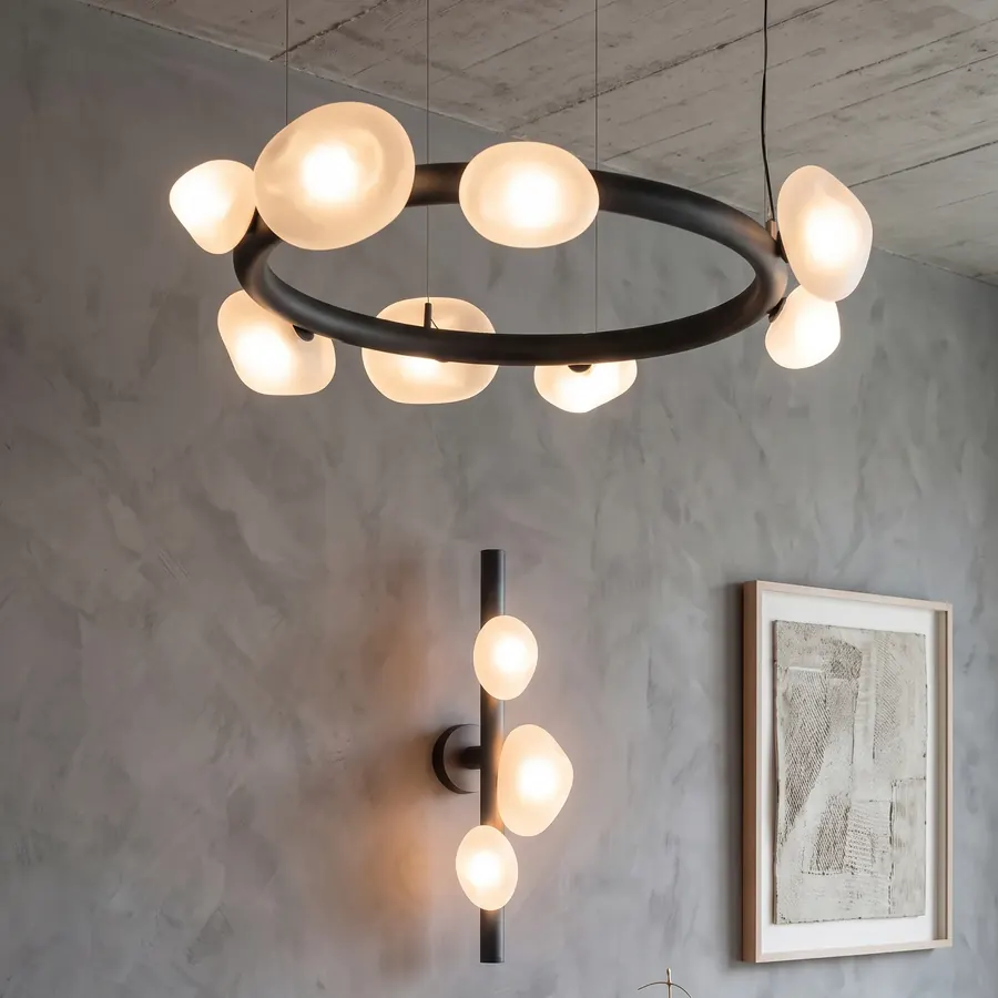 Glass Material Pebble Ring Chandelier