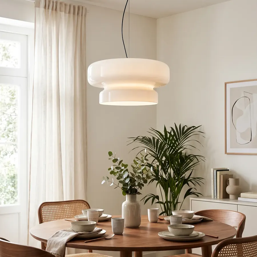 Modern Dual-Layer Mushroom Glass Pendant Light