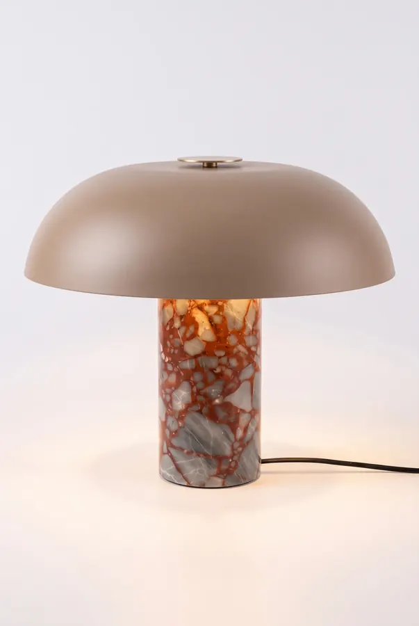 Modern Minimalist Metal and Marble Mushroom Table Lamp Collection