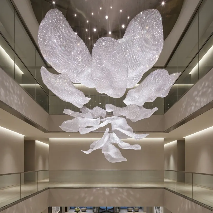 Large‑Scale Art Fabric‑Style Custom Ceiling Installation | High‑End Hotel Lobby Project Case China